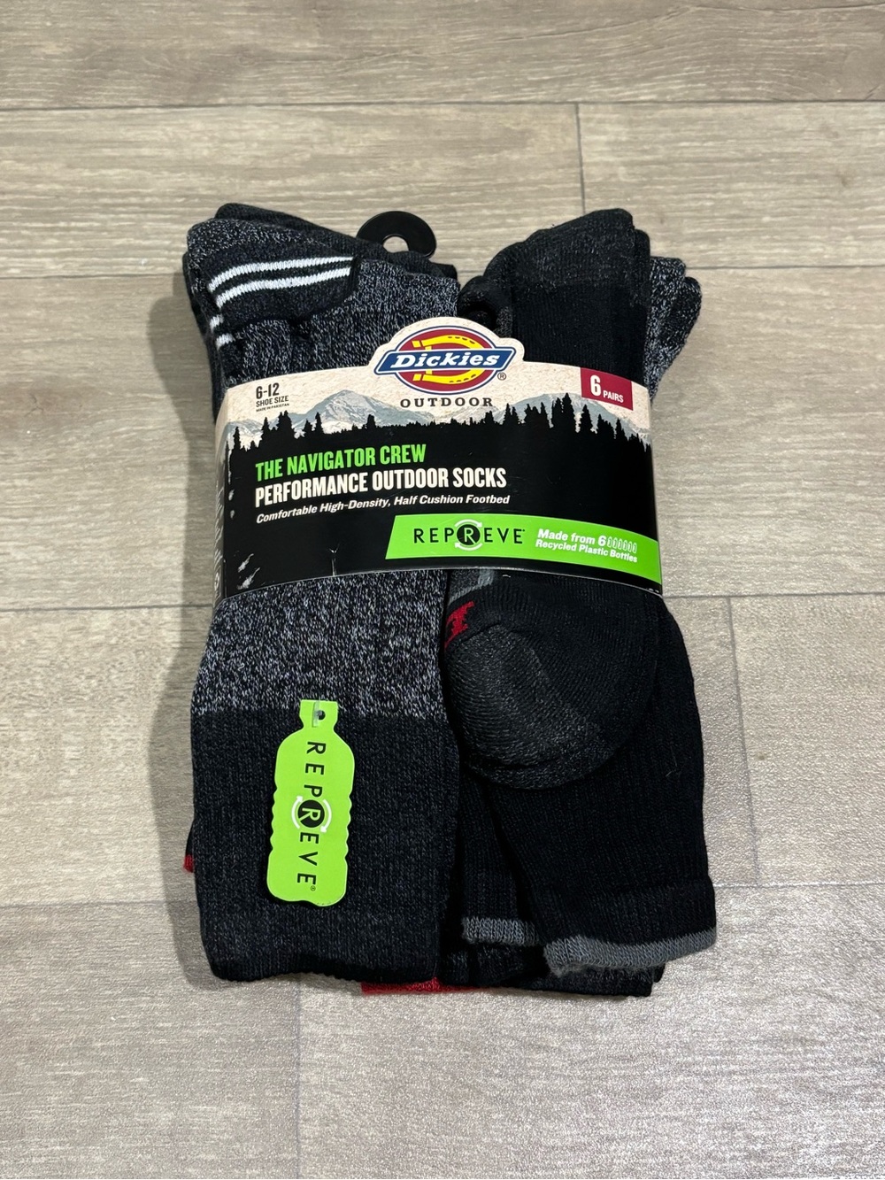 Dickies The Navigator Crew Performance Outdoor Men’s Socks 6 Pairs Size 6-12